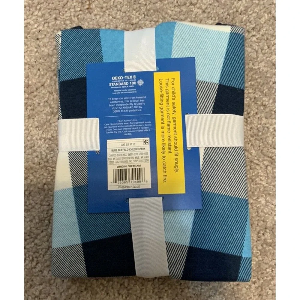Family Sleep Toddler Boys 2 pc Hannukah Pajama Set Blue Plaid‎ Size 2T